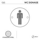 QS4501, Male, Round Engraved Sign, 75mm x 75mm, Stainless Steel, QS-1