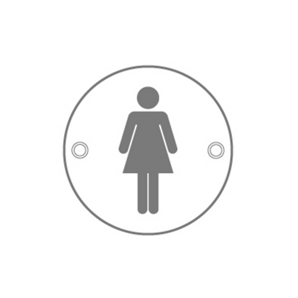 QS4502, Female, Round Engraved Sign, 75mm x 75mm, Stainless Steel, QS