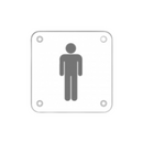 Male, Square Engraved Sign, 100mm x 100mm, Stainless Steel, QS-2