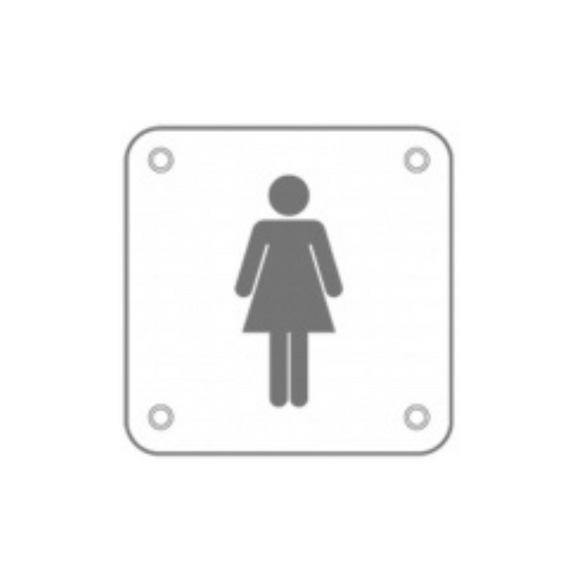 Female, Square Engraved Sign, 100mm x 100mm, Stainless Steel, QS