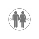 Male and Female, Round Engraved Sign, 75mm, Stainless Steel, QS-2