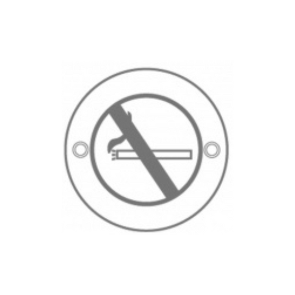 No Smoking, Round Engraved Sign, 75mm, Stainless Steel, QS