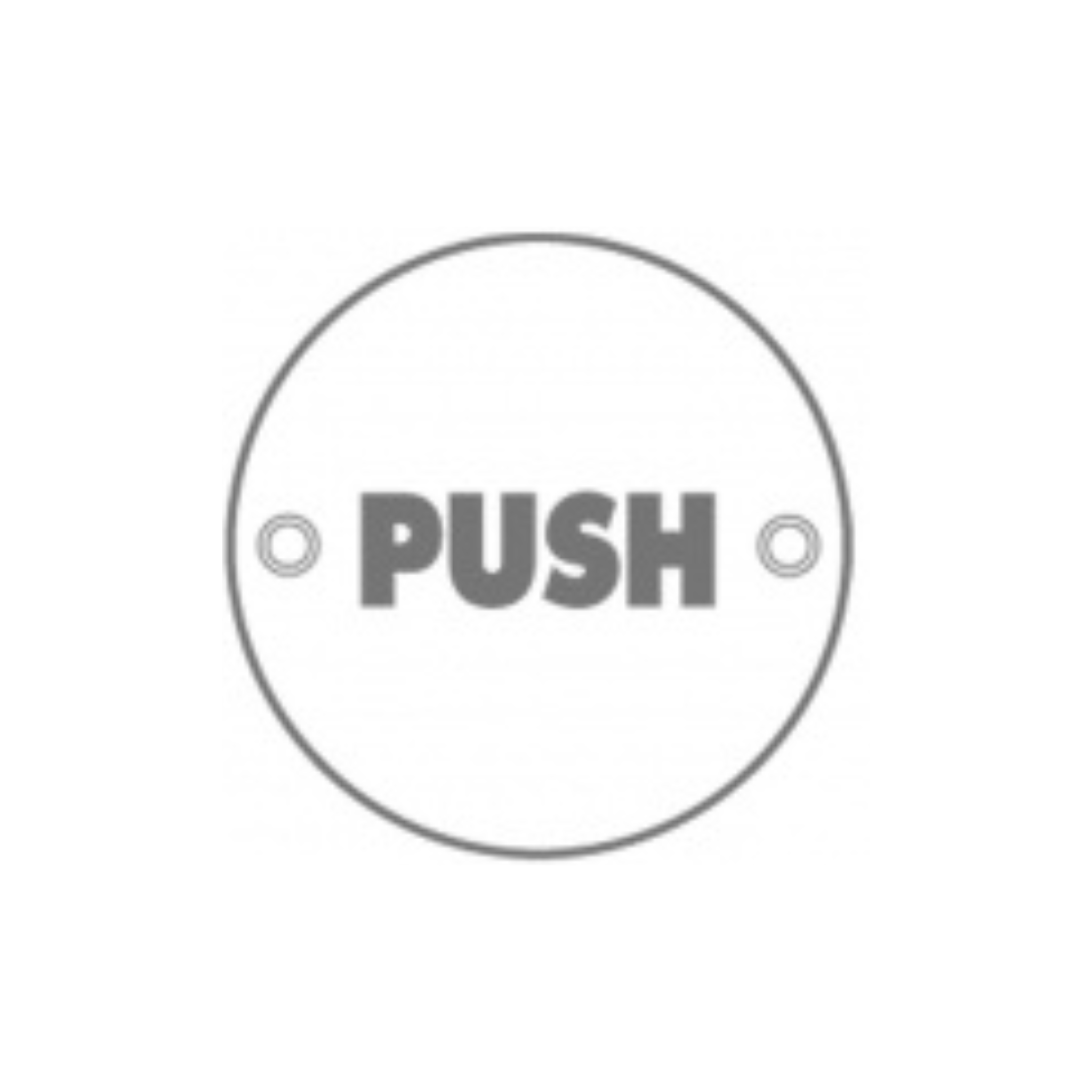 Push, Round Engraved Sign, 75mm, Stainless Steel, QS