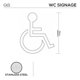 Disabled, Round, Laser Cut, Sign, 75mm x 75mm, Stainless Steel, QS