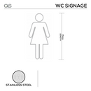 Female, Round, Laser Cut, Sign, 75mm x 75mm, Stainless Steel, QS-1