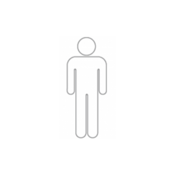 Male, Round, Laser Cut, Sign, 75mm x 75mm, Stainless Steel, QS