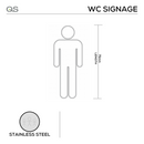 Male, Round, Laser Cut, Sign, 75mm x 75mm, Stainless Steel, QS-1