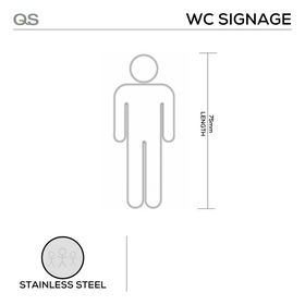 Male, Round, Laser Cut, Sign, 75mm x 75mm, Stainless Steel, QS