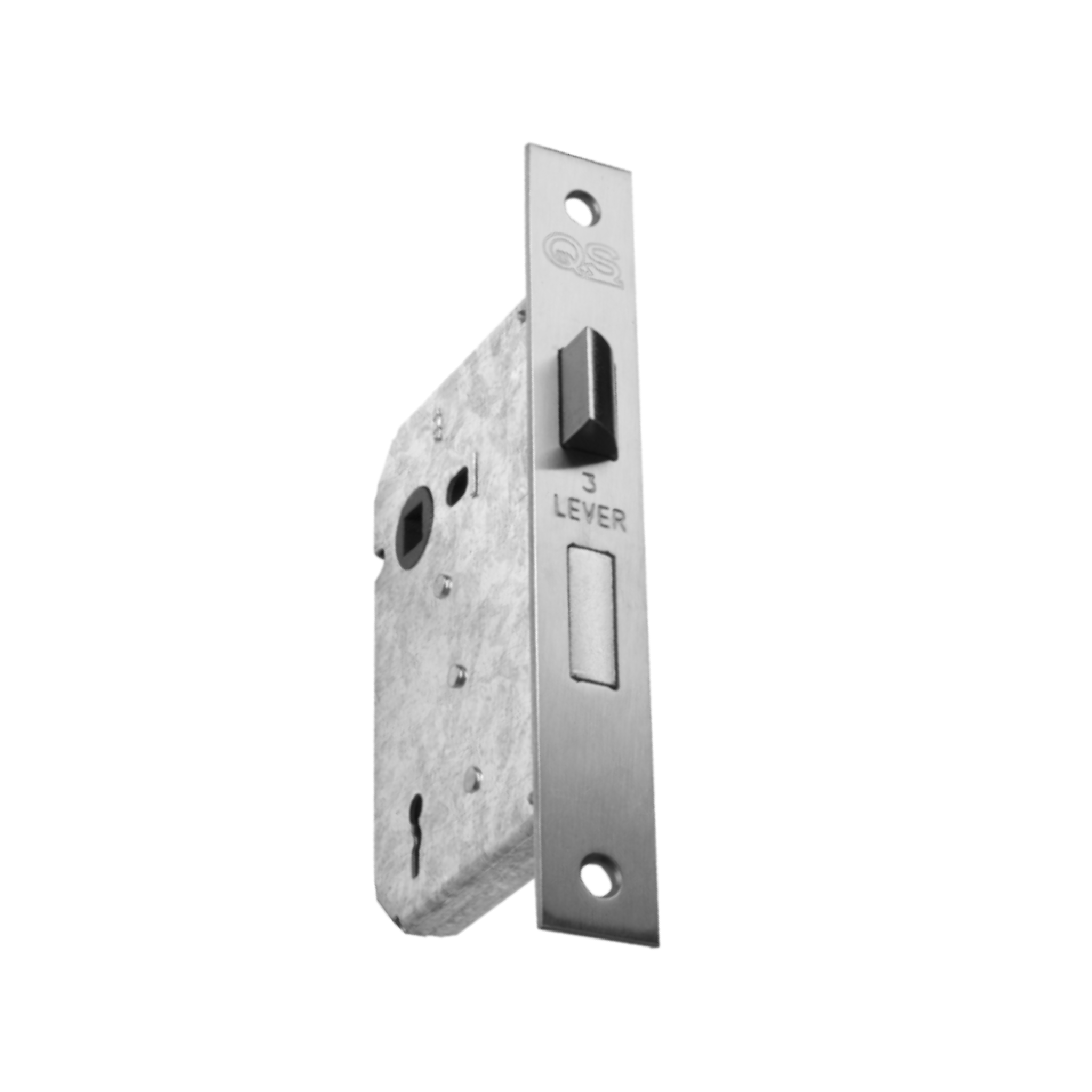 QS5757A, SABS approved, Multiple Lever, Latch & Deadbolt Lock, Lever (Key), 3 Lever Lock, 57mm (Backset), 57mm (ctc), SABS approved, Stainless Steel, QS