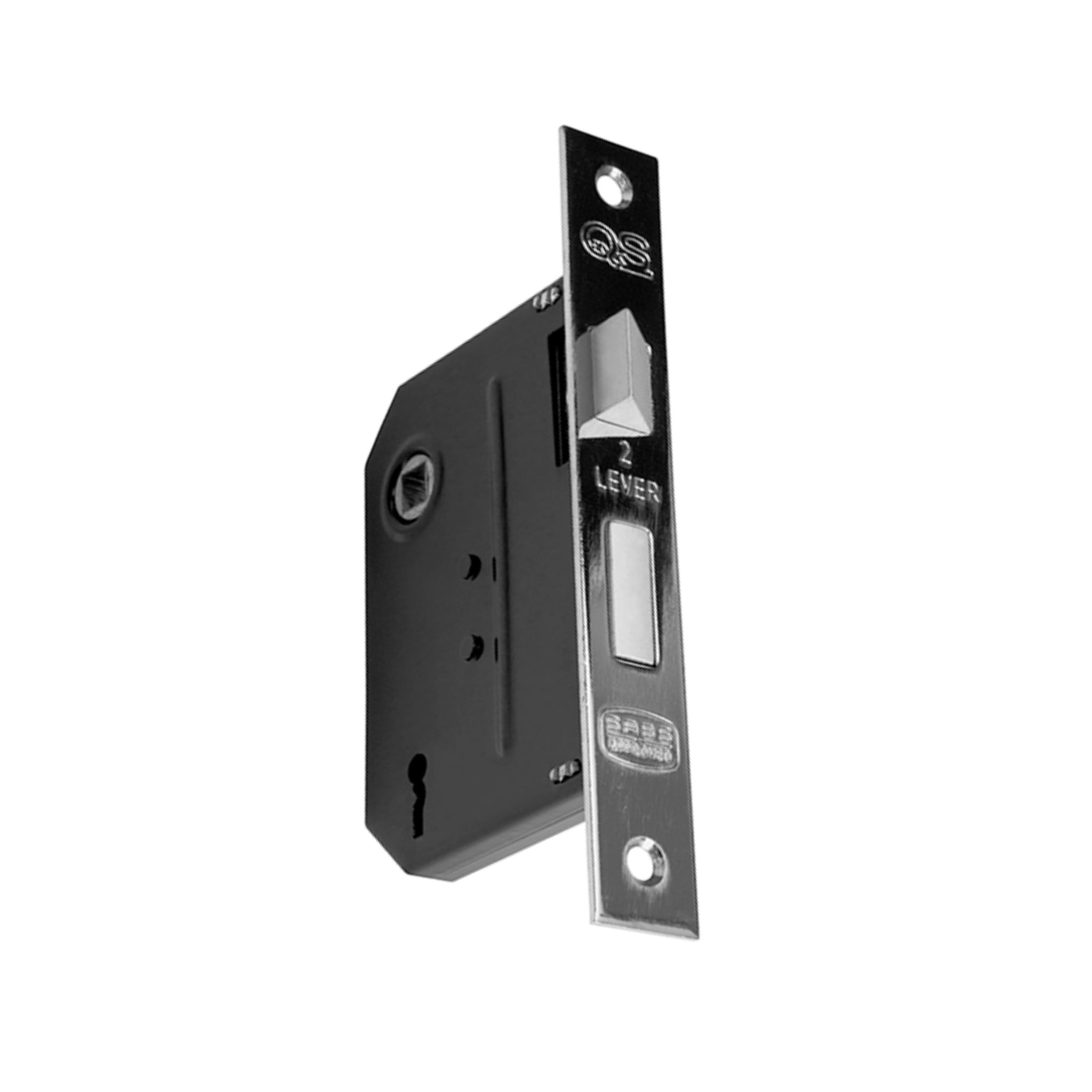 QS5757/2L, SABS approved, Multiple Lever, Latch & Deadbolt Lock, Lever (Key), 2 Lever Lock, 57mm (Backset), 57mm (ctc), With reversable Screw, SABS approved, Stainless Steel, QS