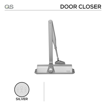 QS Silver Door Closer shown in main product view, giving commercial doors clean, clever, and ready to work, Up to 100kg.