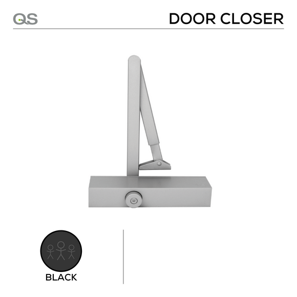 QS700/DA/4 EN1154 Fire Rated, Size 2-3 with Designer Arm, 100kg Door Width: 1100mm, Black QS