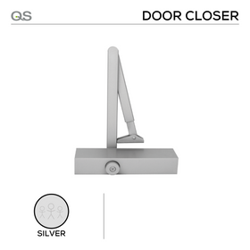 QS750/1 EN1154 Fire Rated, Door Closer, Size 2-5, Adjustable with Designer Arm, Silver