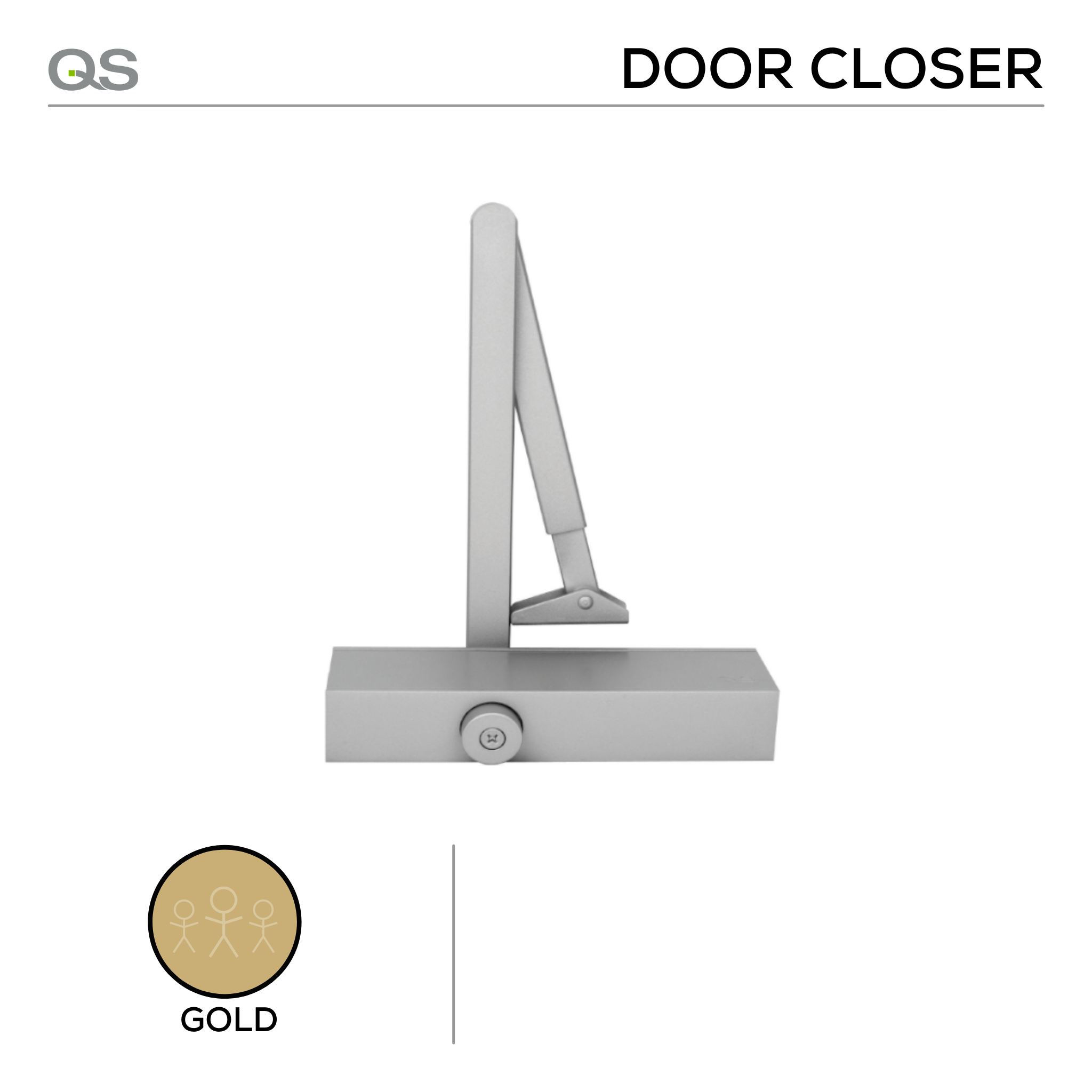 QS750 EN1154 Fire Rated, Size 2-5, Adjustable with Designer Arm, Gold, QS