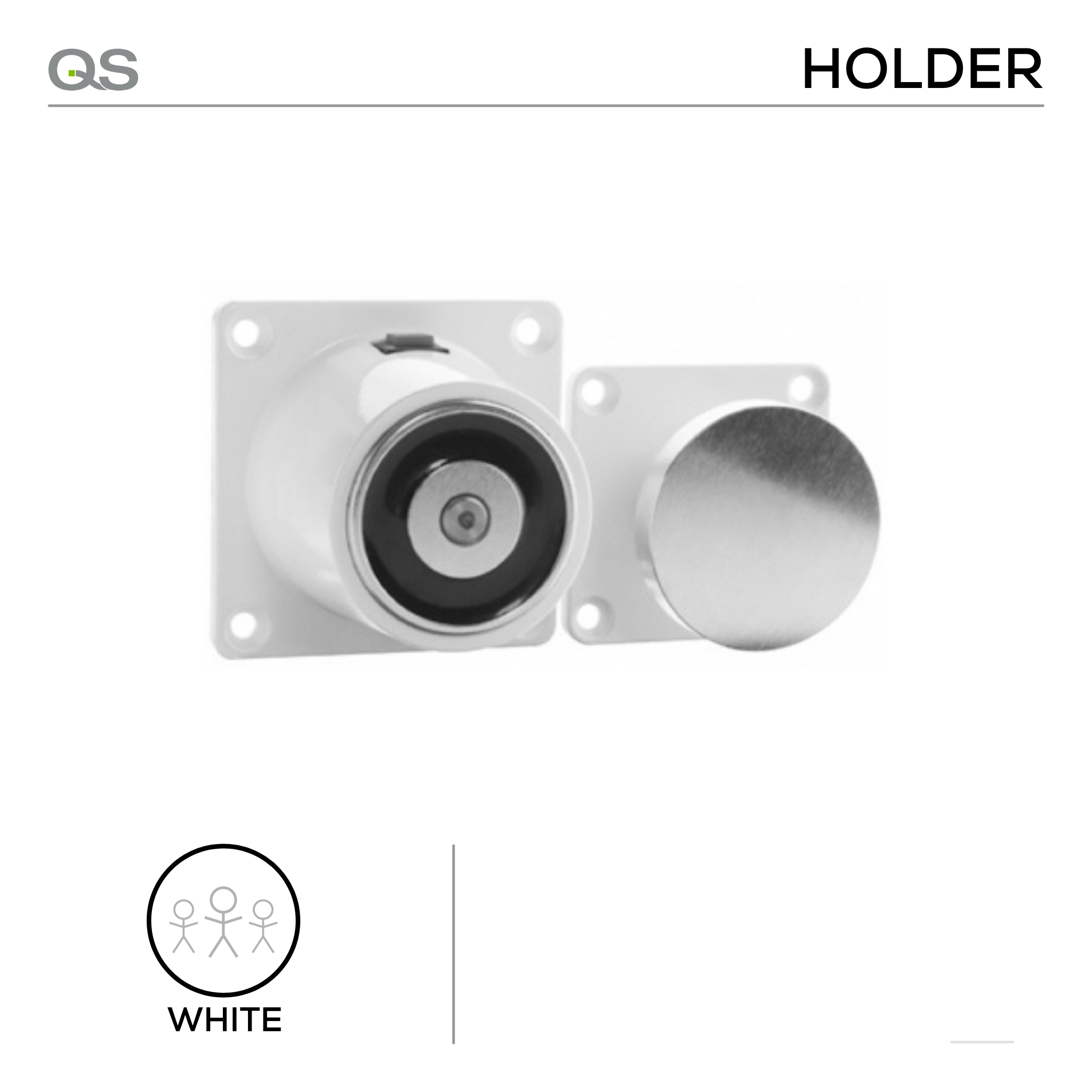 QS767, Door Holder, Wall Mounted Magnetic, With Release Button, 24V, White, QS