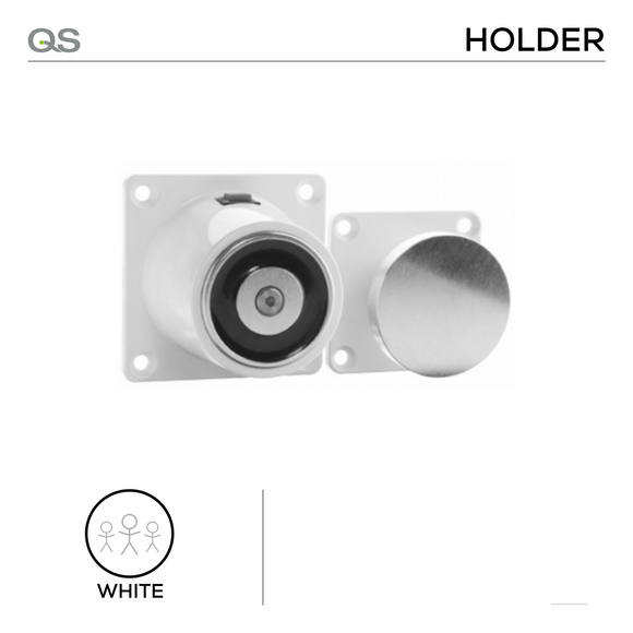 QS767, Door Holder, Wall Mounted Magnetic, With Release Button, 24V, White Painted, QS