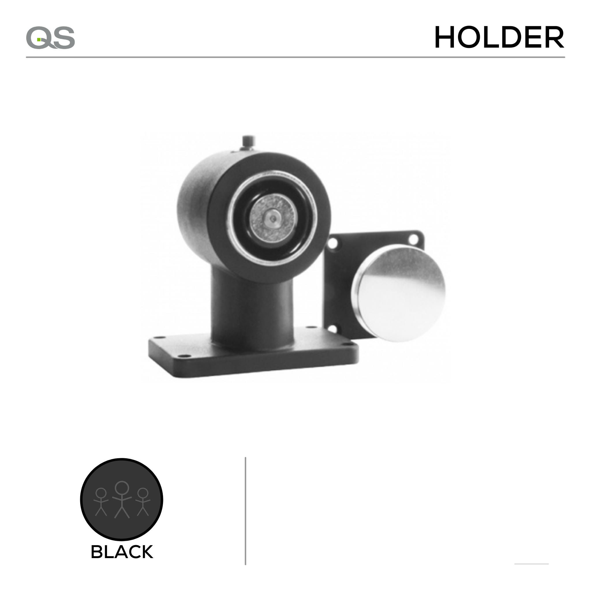 QS768, Door Holder, Floor Mounted Magnetic, With Release Button, 24V, Black, QS
