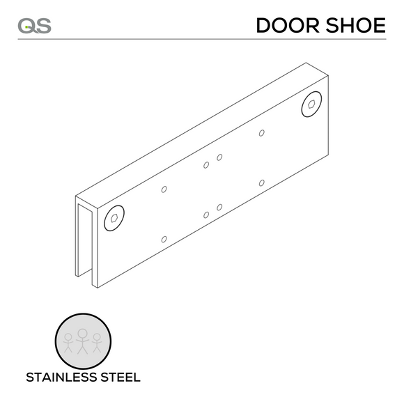 QS7702 glass door shoe, for QS700 and QS750, Stainless Steel, QS