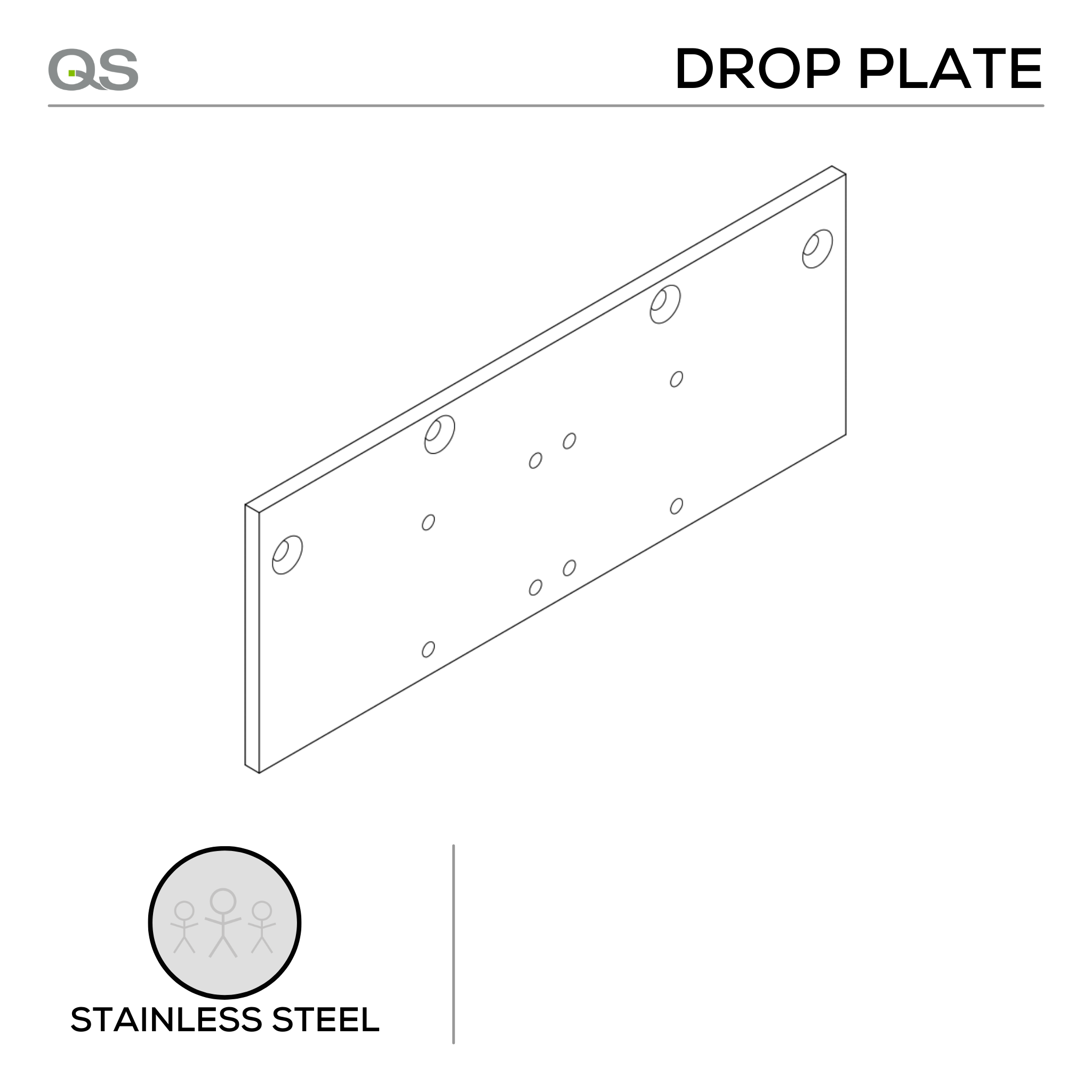 QS7704 drop plate, for QS700 and QS750, Stainless Steel, QS