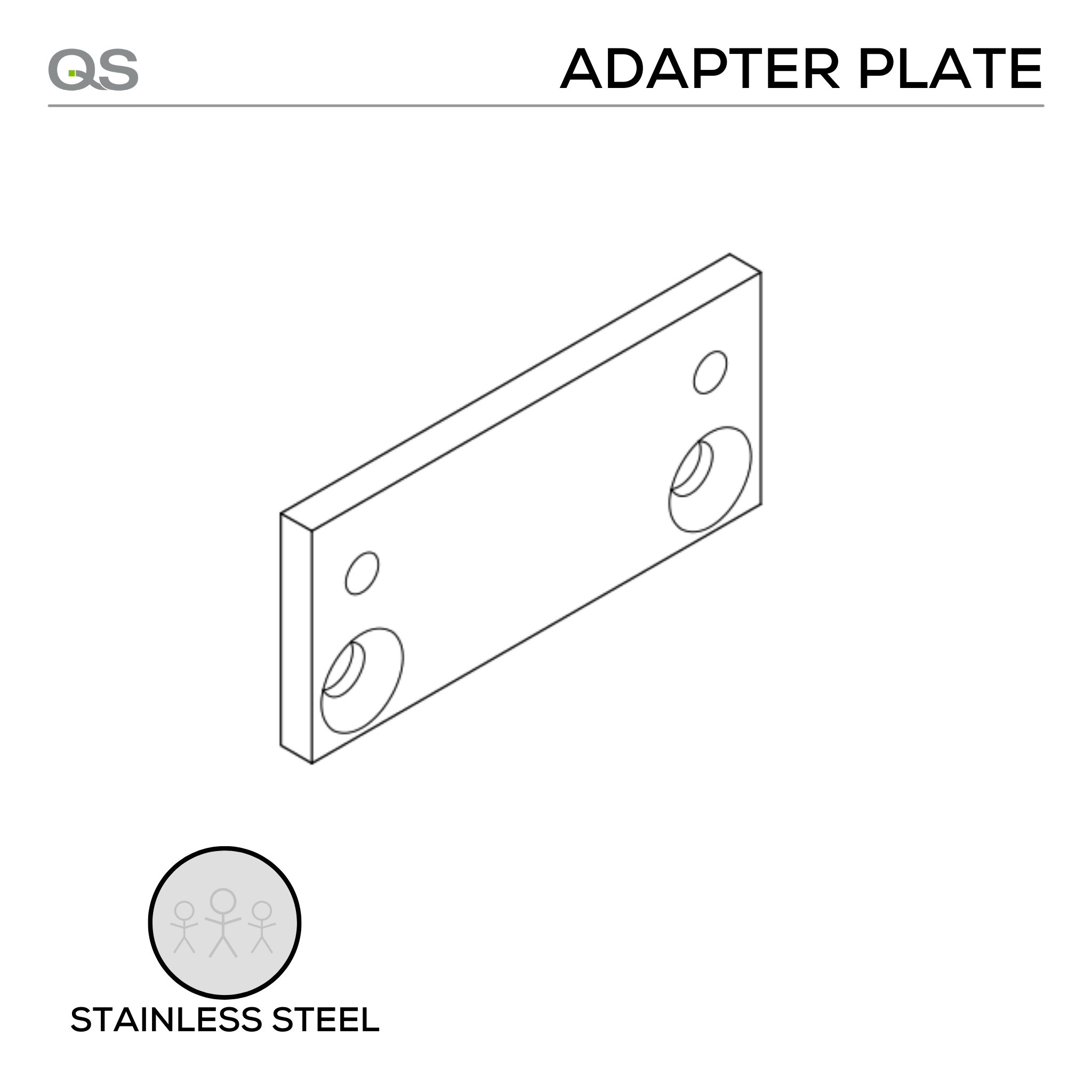 QS7709 arm adapter plate, for QS700 and QS750, Stainless Steel, QS