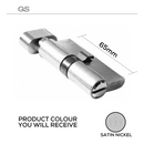QS1108SN EM, 65mm - 32.5/32.5, Double Cylinder, Thumbturn to Coin, Keyed to Differ (Standard), 3 Keys, 5 Pin, Satin Nickel, QS-1