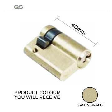 QS Satin Brass Cylinder Lock main product view for doors — warm brass confidence, 40mm.