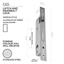 QS8525/1SS, Narrow Style, Latch & Deadbolt Lock, Euro Cylinder, Excluding Cylinder, 25mm (Backset), 85mm (ctc), Stainless Steel, QS-1