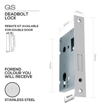 Main product view of QS Stainless Steel Cylinder Lock, made for doors with tough stainless shine, 55mm (Backset).