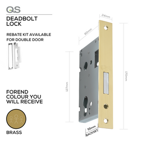 QS6055/4/PB, Deadbolt Lock, Euro Cylinder, Excluding Cylinder, 55mm (Backset), 60mm (ctc), Brass, QS