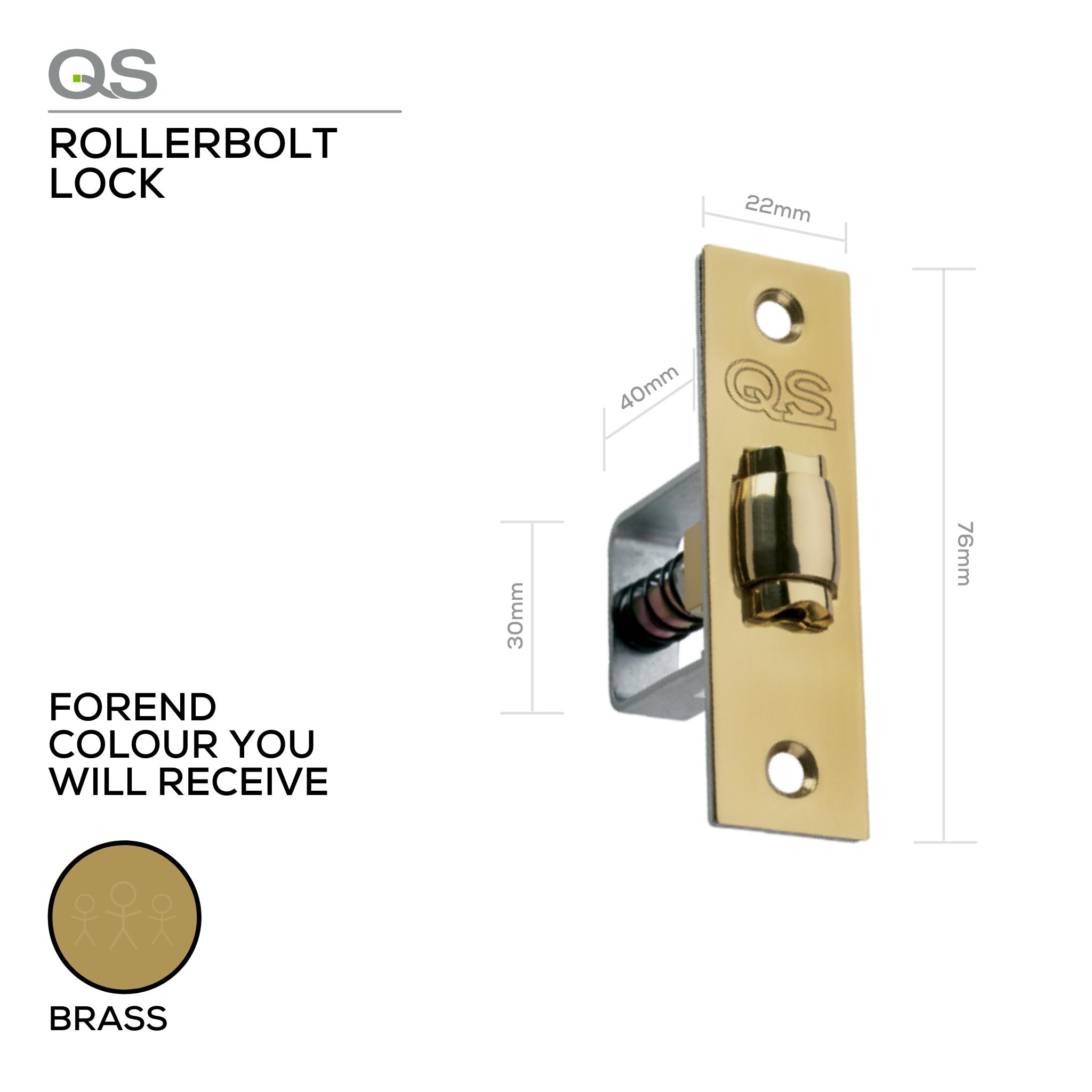 QS6001PB, Adjustable, Rollerbolt Lock, Brass, QS