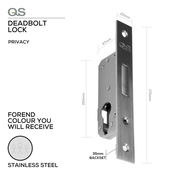 QS Stainless Steel Cylinder Lock main product view; clean stainless confidence for a better door setup, 35mm (Backset).