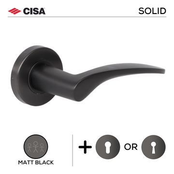 CISA Matt Black Lever Handle for patio and sliding doors, main product view with bold black energy.