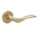 FS108.R._.SB, Lever Handles, Solid, On Round Rose, With Escutcheons, Satin Brass, CISA-2
