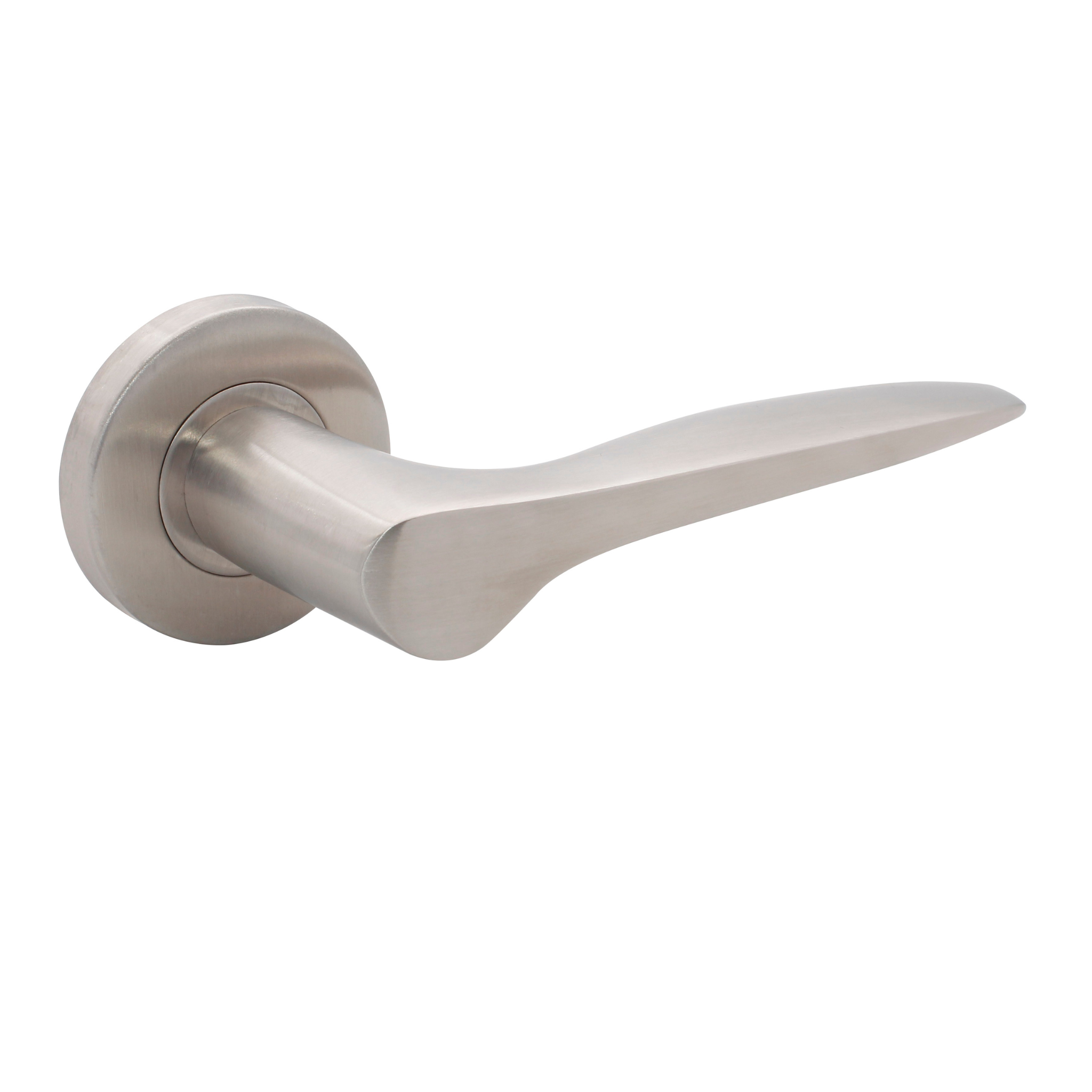 FS109.R._.SS, Lever Handles, Solid, On Round Rose, With Escutcheons, Stainless Steel, CISA