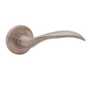 FS101.R._.SS, Lever Handles, Solid, On Round Rose, With Escutcheons, 117mm (l), Stainless Steel, CISA-2