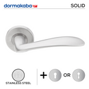 SH 810, Lever Handles, Solid, On Round Rose, With Escutcheons, 131mm (l), Stainless Steel, DORMAKABA-1