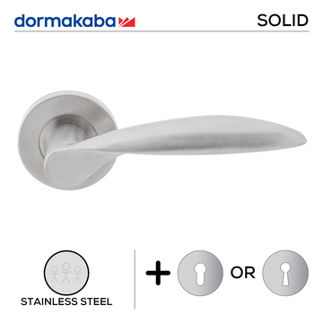 DORMAKABA Stainless Steel Lever Handle main product view for patio and sliding doors — strong stainless style, 143mm (l).