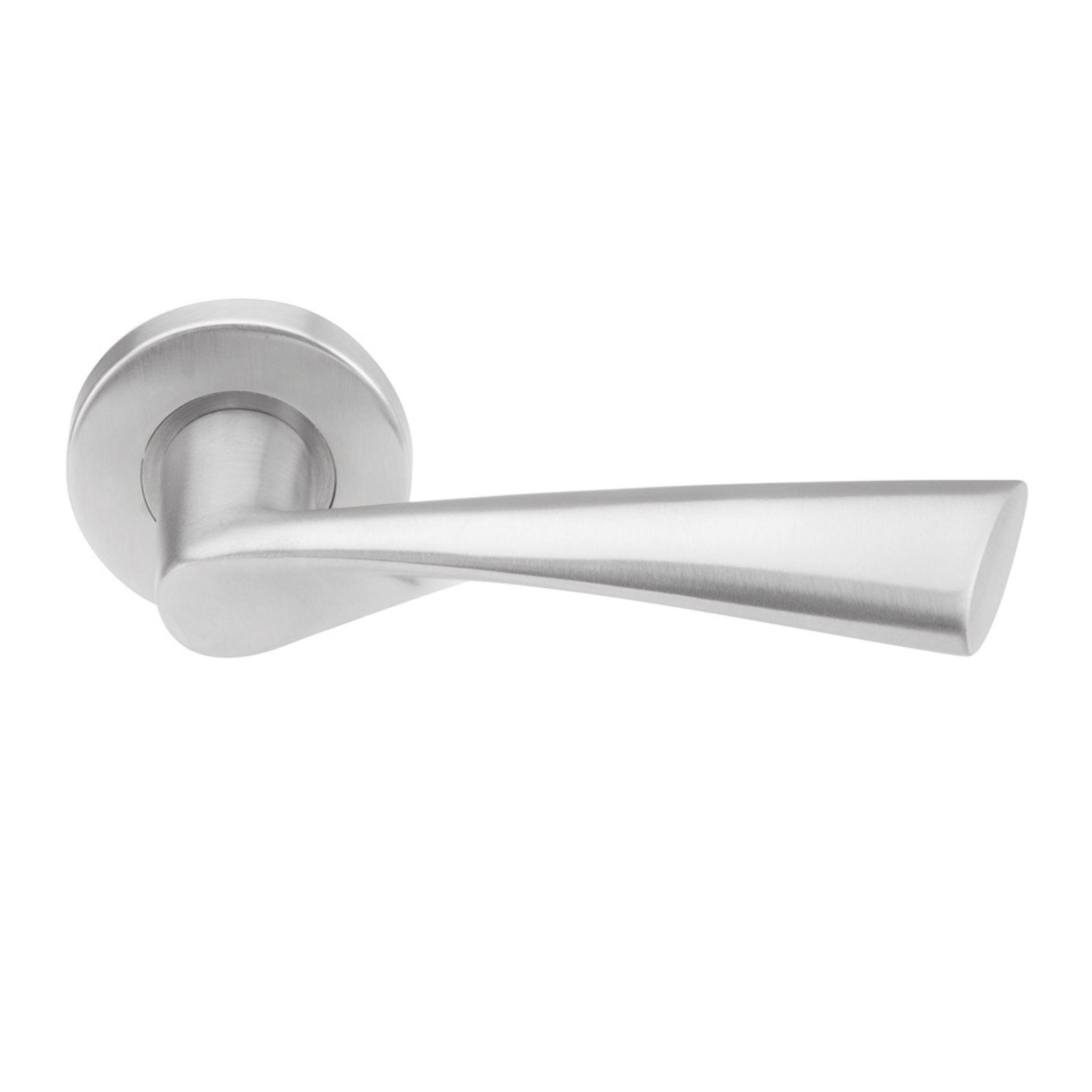 SH 815, Lever Handles, Solid, On Round Rose, With Escutcheons, 139mm (l), Stainless Steel, DORMAKABA
