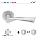 SH 815, Lever Handles, Solid, On Round Rose, With Escutcheons, 139mm (l), Stainless Steel, DORMAKABA-1