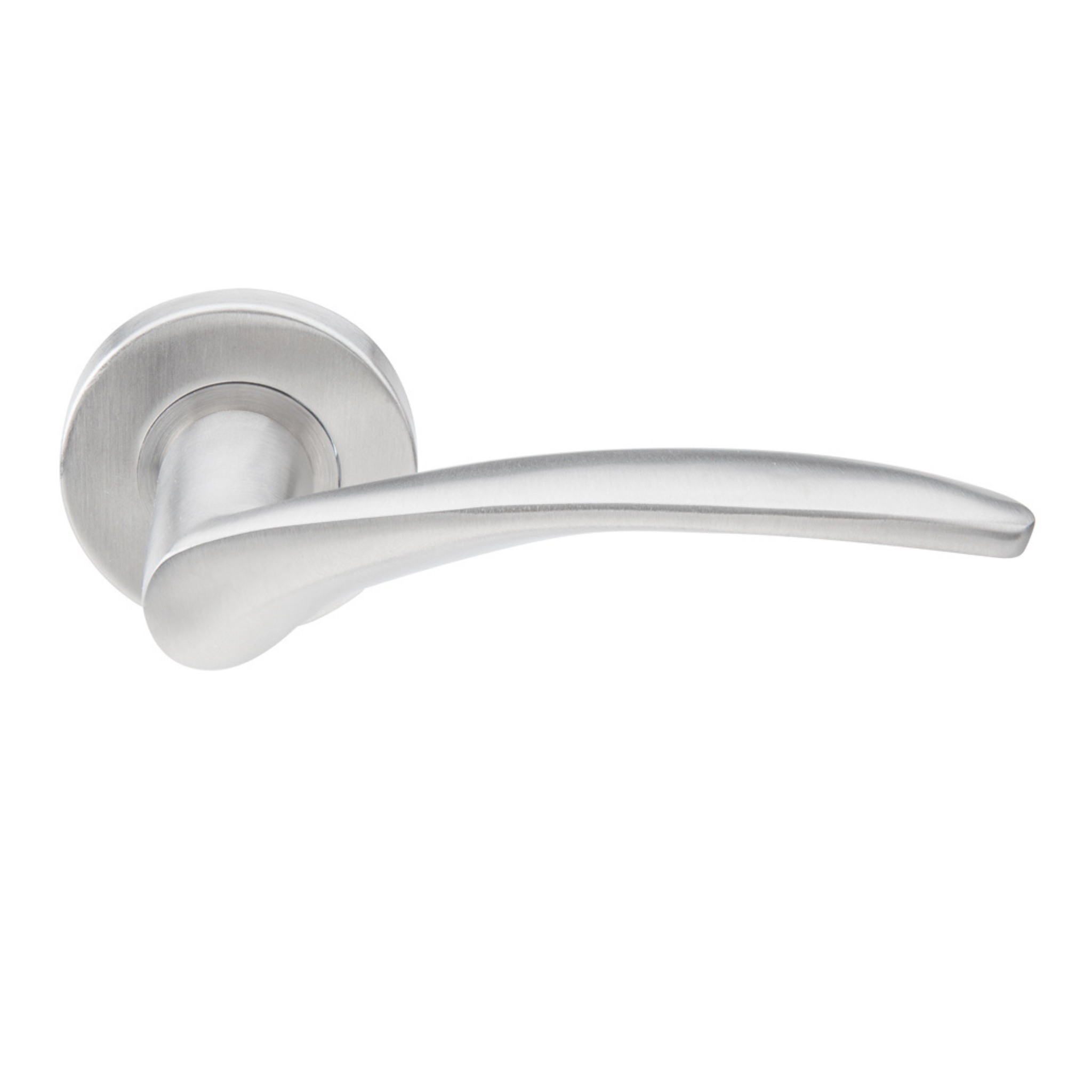 SH 822, Lever Handles, Solid, On Round Rose, With Escutcheons, 135mm (l), Stainless Steel, DORMAKABA