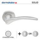 SH 822, Lever Handles, Solid, On Round Rose, With Escutcheons, 135mm (l), Stainless Steel, DORMAKABA-1