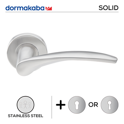 Main product view showing DORMAKABA Stainless Steel Lever Handle — tough stainless shine for patio and sliding doors, 135mm (l).