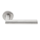SH 823, Lever Handles, Solid, On Round Rose, With Escutcheons, 151mm (l), Stainless Steel, DORMAKABA-2