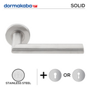 SH 823, Lever Handles, Solid, On Round Rose, With Escutcheons, 151mm (l), Stainless Steel, DORMAKABA-1