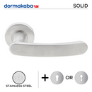 SH 827, Lever Handles, Solid, On Round Rose, With Escutcheons, 137mm (l), Stainless Steel, DORMAKABA-1