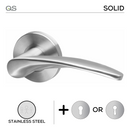 Molo, Lever Handles, Solid, On Round Rose, With Escutcheons, Stainless Steel, QS-1