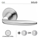Albourg, Lever Handles, Solid, On Round Rose, With Escutcheons, Stainless Steel, QS-1