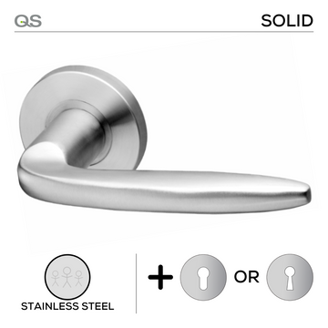 Main product view of QS Stainless Steel Lever Handle, made for patio and sliding doors with tough stainless shine.