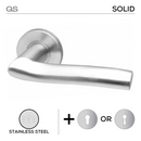 Ariel, Lever Handles, Solid, On Round Rose, With Escutcheons, Stainless Steel, QS-1