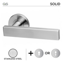 Lahti Round, Lever Handles, Solid, On Round Rose, With Escutcheons, Stainless Steel, QS-1